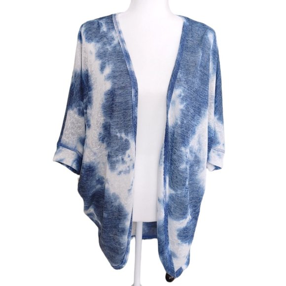 Blue Tie-Dye Dolman Sleeve Sweater Cardigan - Size Medium - Picture 1 of 4